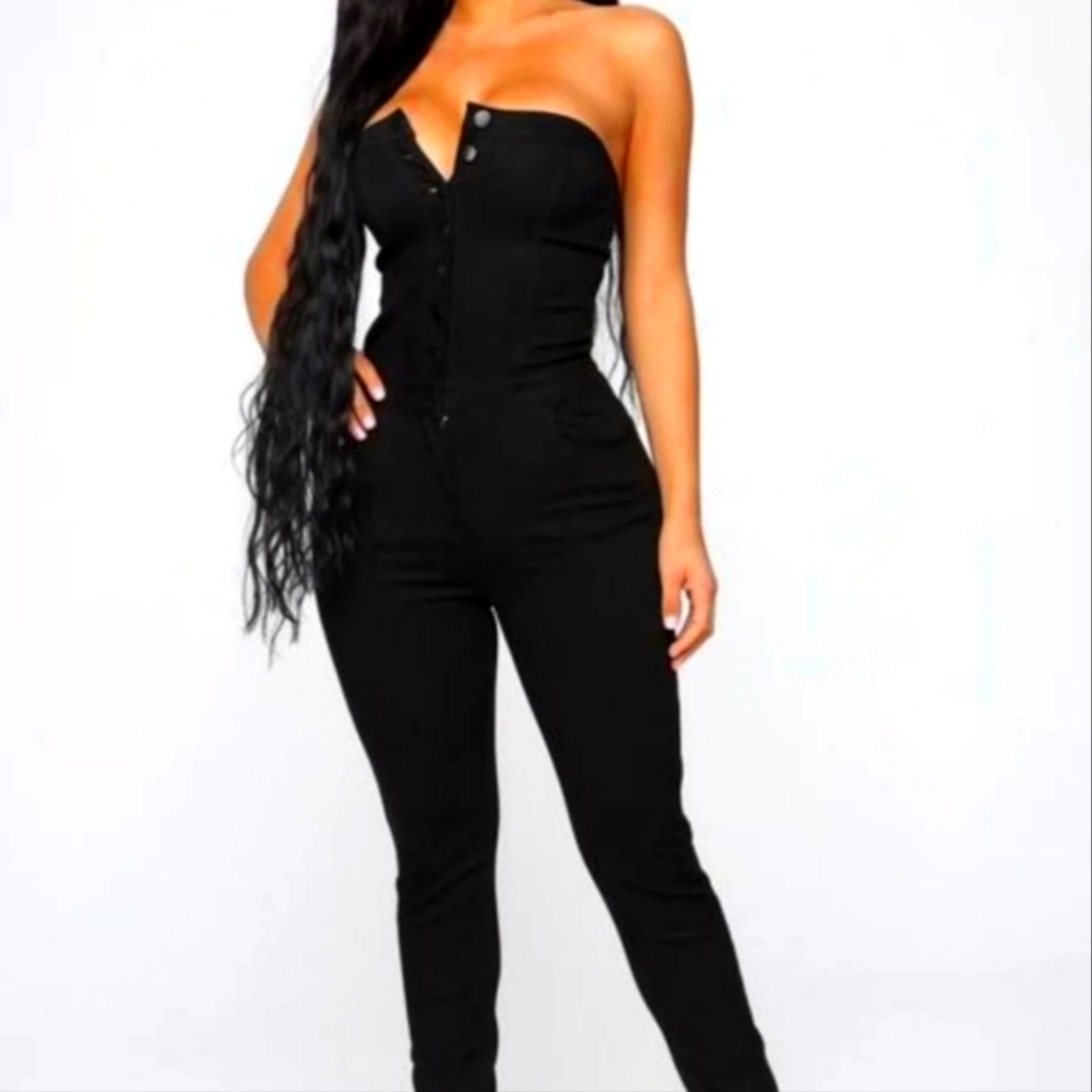 Black Denim Jean Jumpsuit M